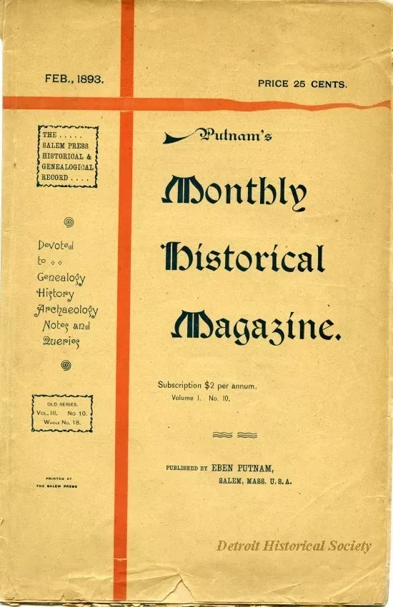 Booklet - Putnam's Monthly Historical Magazine, Vol. I, No. 10, Article IX