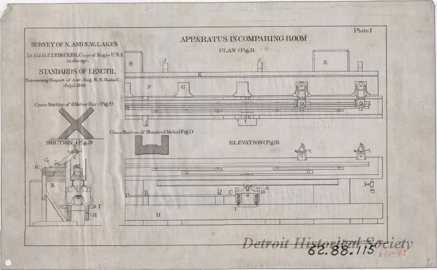 Drawing, Technical - Survey of N. and N.W. Lakes, 
Standards of Length