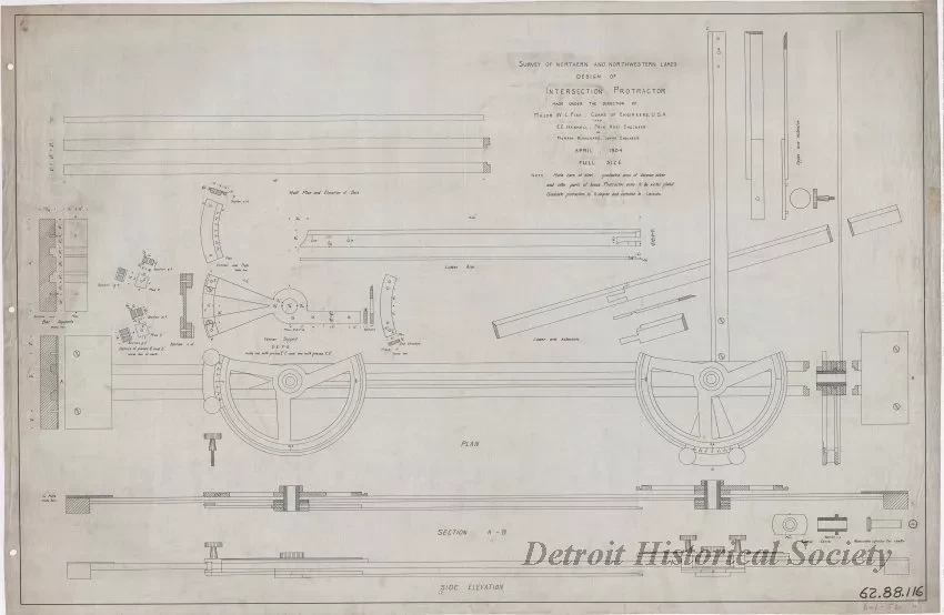 Drawing, Technical - Survey of Northern and Northwestern Lakes,
Design of Intersection Protractor