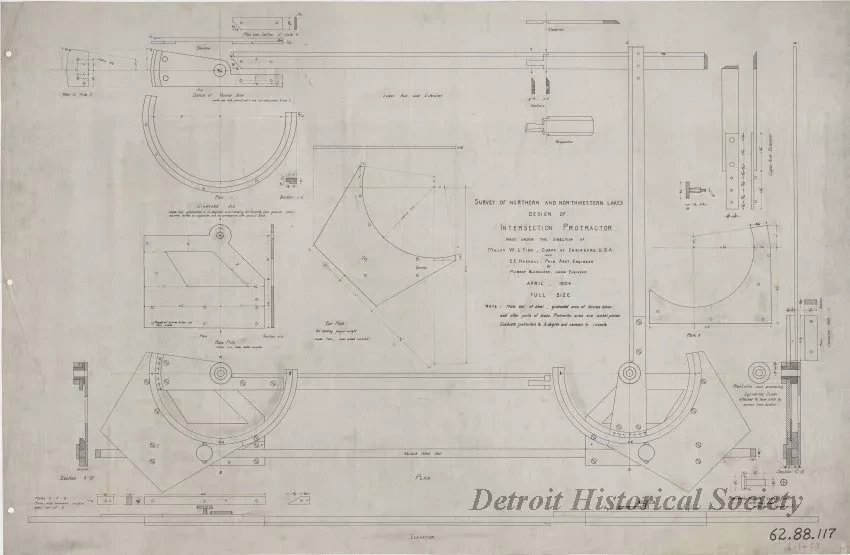 Drawing, Technical - Survey of Northern and Northwestern Lakes,
Design of Intersection Protractor