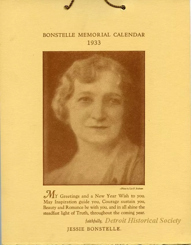 Calendar - Bonstelle Memorial Calendar 1933