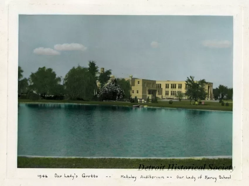 Print - 1946 Our Lady's Grotto -- McAuley Auditorium -- Our Lady of Mercy School