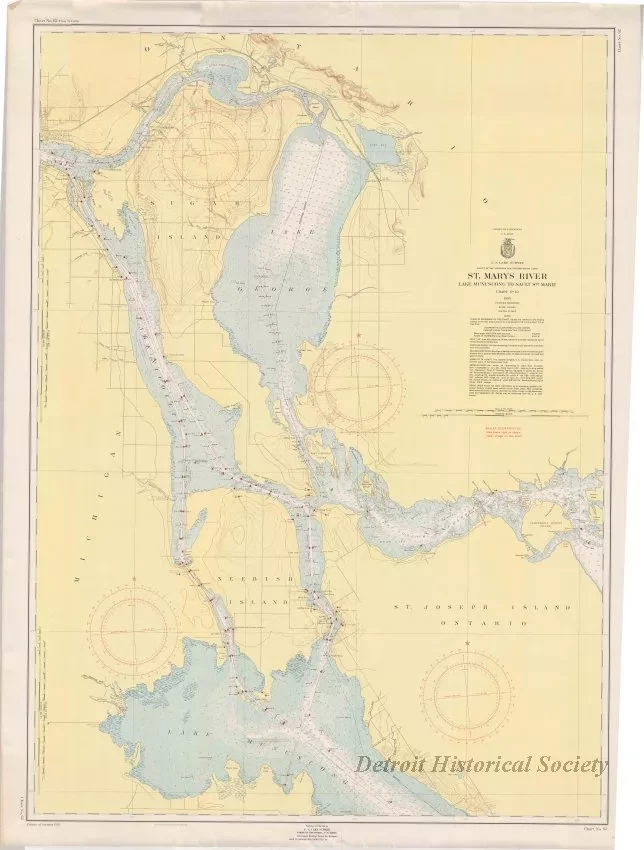 Chart, Navigational - St. Mary's River,
Lake Munuscong to Sault Ste. Marie