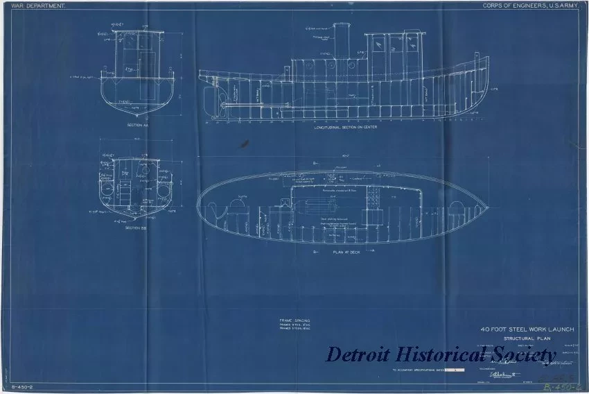 Blueprint - 40 Foot Steel Work Launch,
Structural Plan