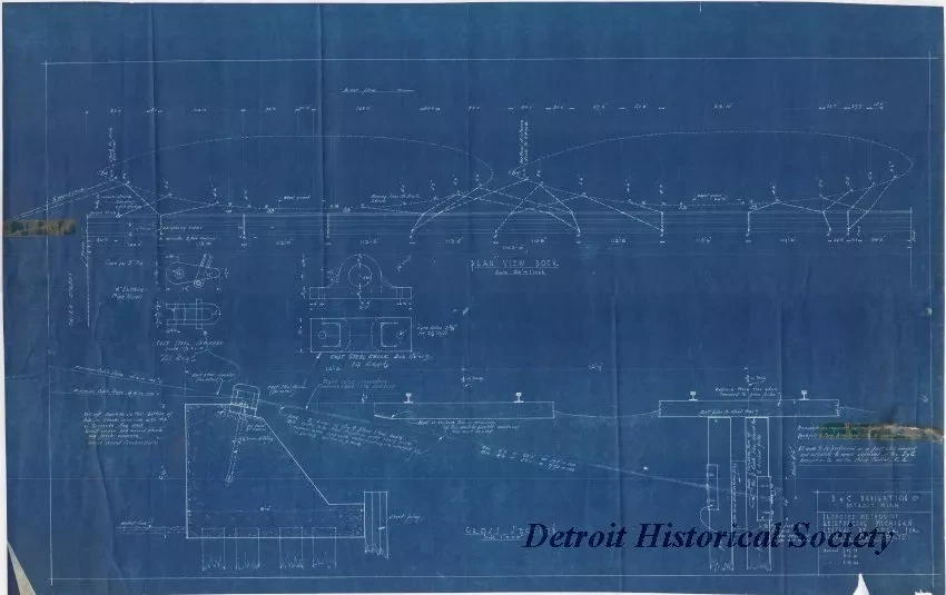 Blueprint - Proposed Method of Reinforcing Michigan Central Ry. [Railway] 
Dock for Mooring D&C Boats