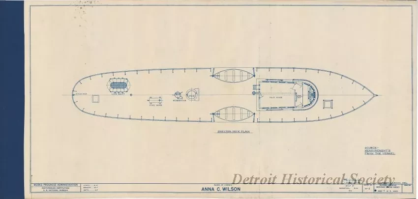 Blueprint - Anna C. Wilson, Shelter Deck Plan