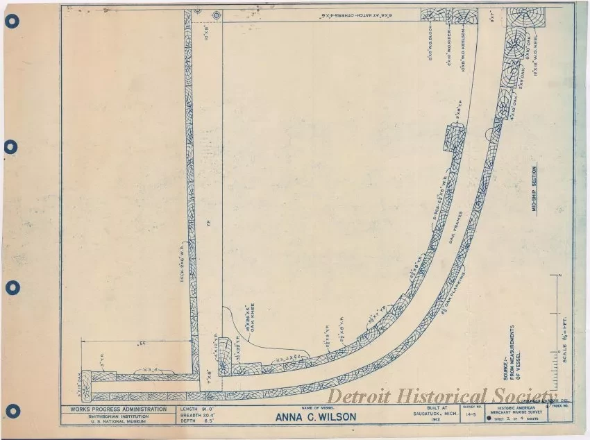 Blueprint - Anna C. Wilson, Mid-Ship Section