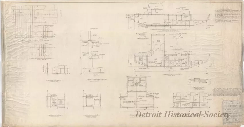Drawing, Technical - Maryland Port Authority,
Self-Propelled Oil Recovery Barge -
General Arrangement, Structural Sections