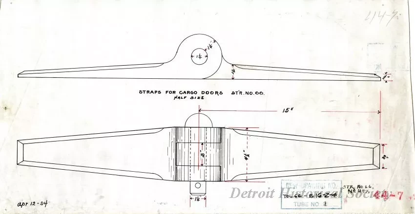 Drawing, Technical - Straps for Cargo Doors,
Str. [Steamer] No. 66