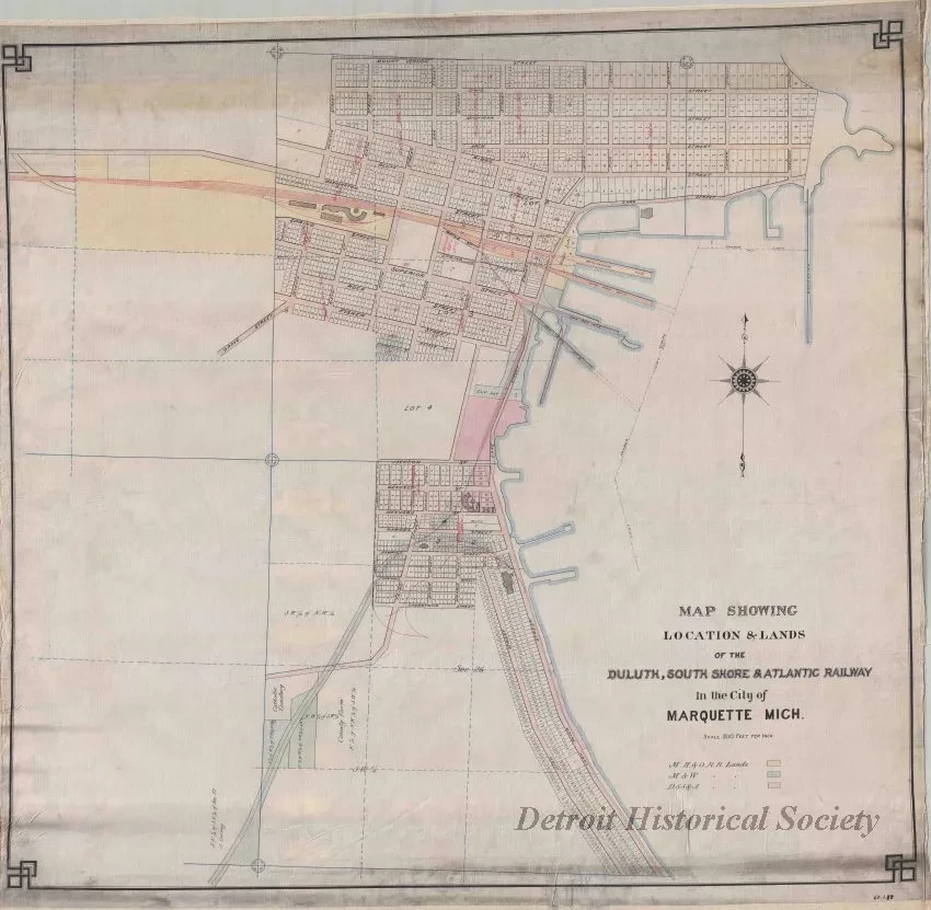Map - Map Showing Location & Lands of the 
Duluth, South Shore & Atlantic Railway in the City of Marquette, Michigan
