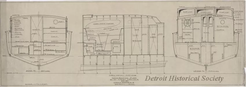 Drawing, Technical - Construction Plan, 36 Ft. Sport Cruiser - 
Cabin Detail, Port Side