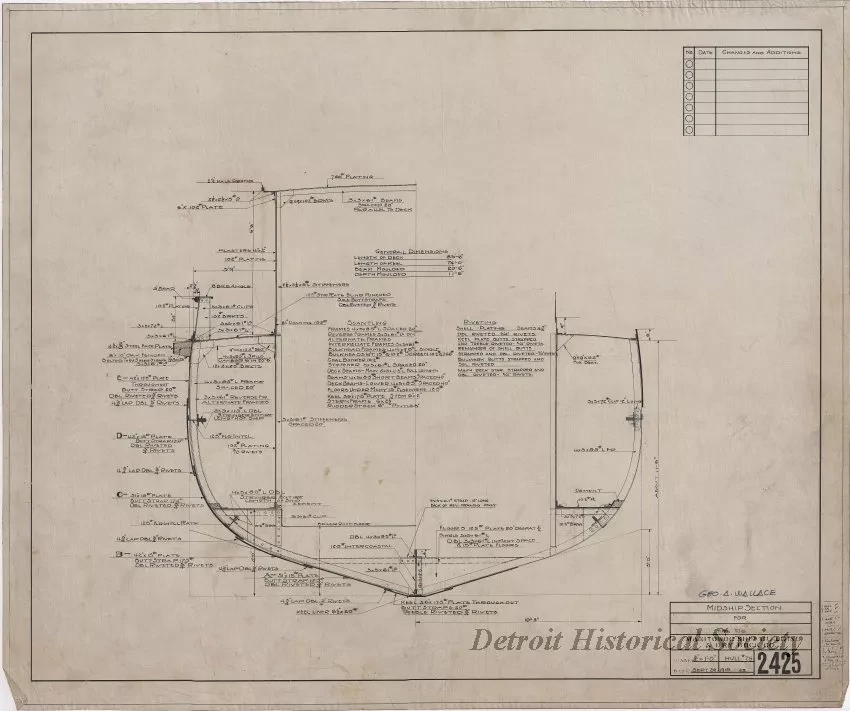 Drawing, Technical - Midship Section for Fire Tug
[Hull No. 75]