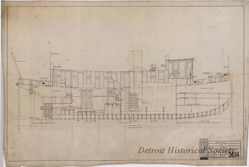 Drawing, Technical - Inboard Profile for Fire Tug
[Hull No. 75]