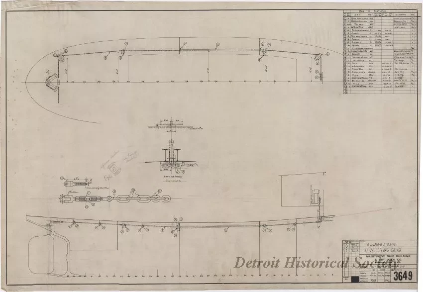Drawing, Technical - Arrangement of Steering Gear
[Hull No. 75]