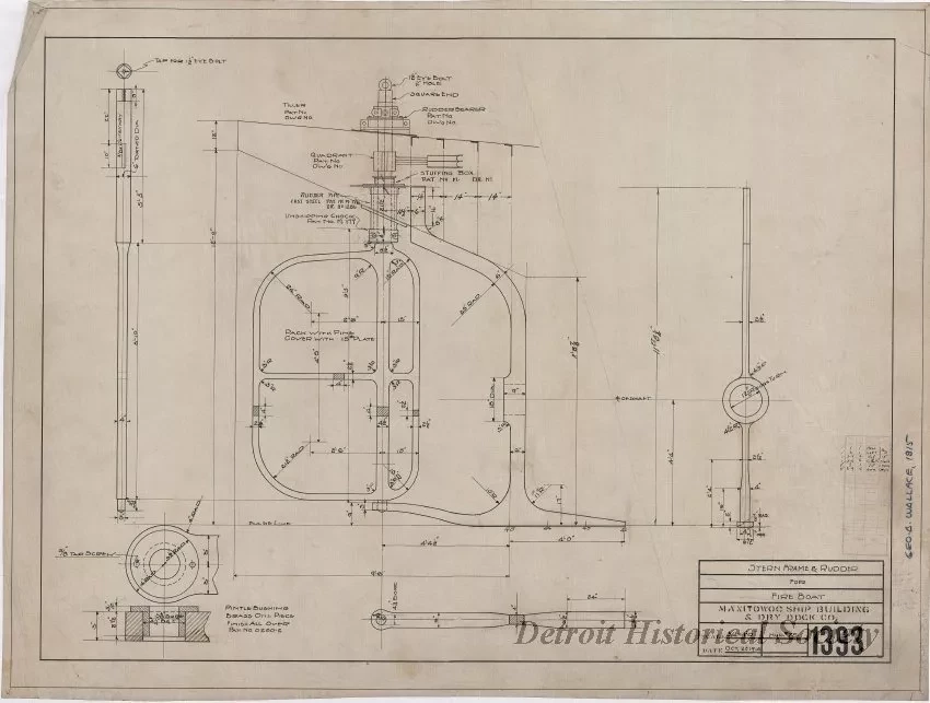 Drawing, Technical - Stern Frame & Rudder for Fire Boat
[Hull No. 75]