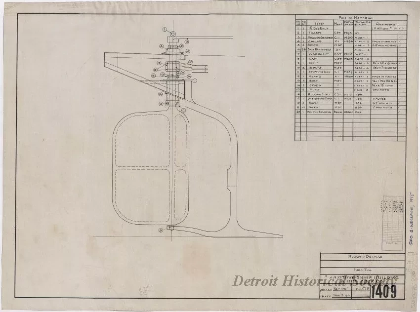 Drawing, Technical - Rudder Details, Fire Tug
[Hull No. 75]