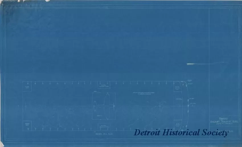 Blueprint - Proposed Aircraft Transport Vessel (with P-T Type Hull),
Hangar Deck Plan