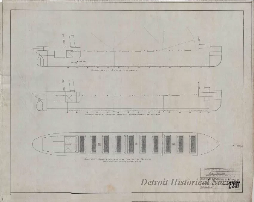Drawing, Technical - Deck Plan & Profiles,
Str. Jupiter, Strs. Venus & Neptune