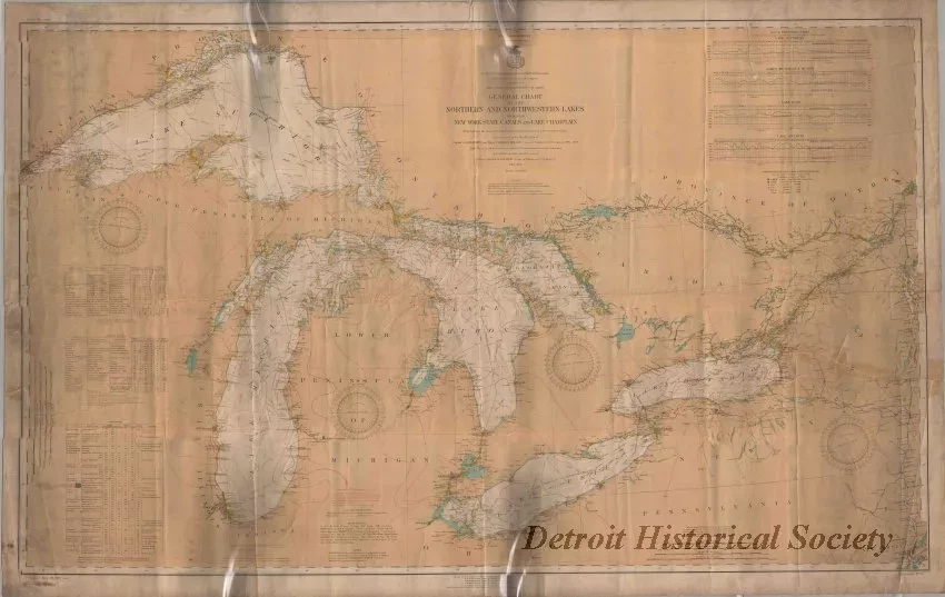 Chart, Navigational - General Chart of the Northern and Northwestern Lakes,
Including New York State Canals and Lake Champlain