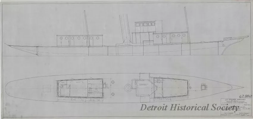 Drawing, Technical - U.S. Steamer, Margaret -
Plan Showing Proposed Steel Deckhouses,
To Replace Houses Lost in Storm of November 1, 1926