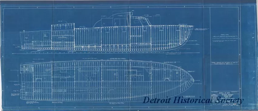 Blueprint - 63 Ft. Aircraft Rescue Boat - Mark 3, 
Framing Plan and Profile