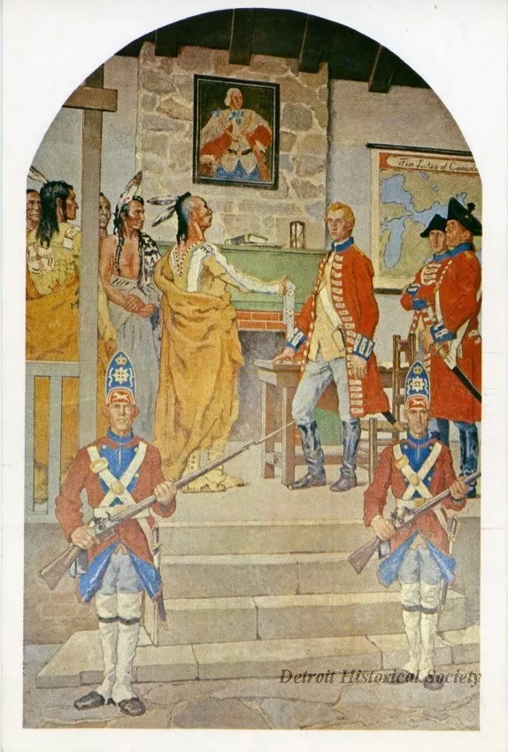 Postcard - The Conspiracy of Pontiac, Detroit Public Library