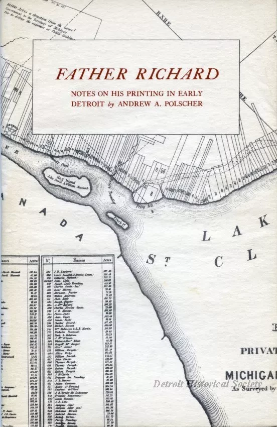 Booklet - Father Richard, Notes on his printing in early Detroit