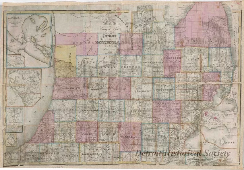 Map - An Improved Edition of a Map of the Surveyed Part of the Territory of Michigan by Silas Farmer, 1835