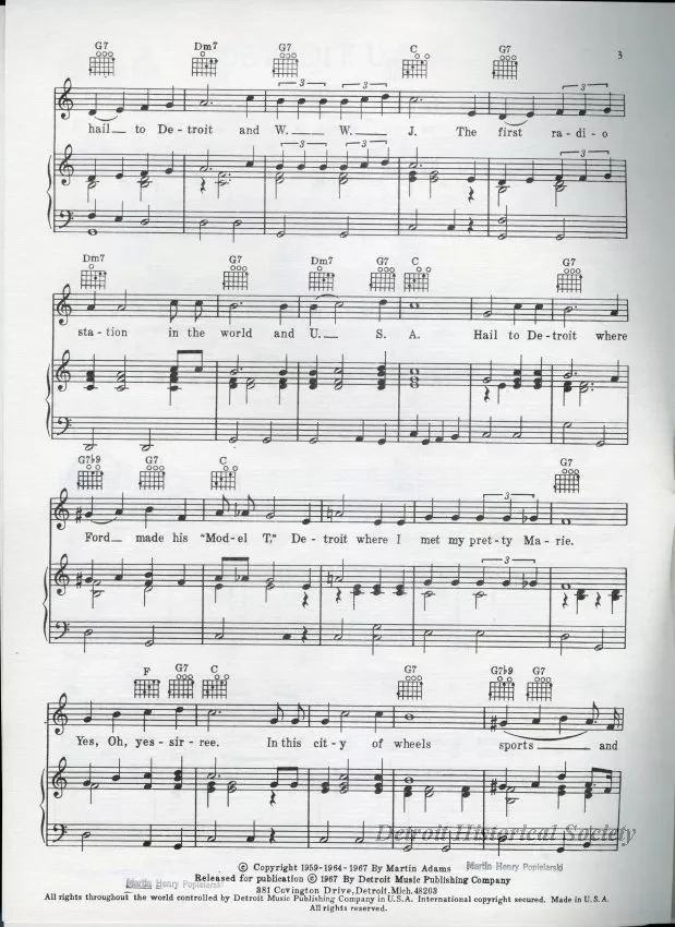 Music, Sheet - Detroit U.S.A.