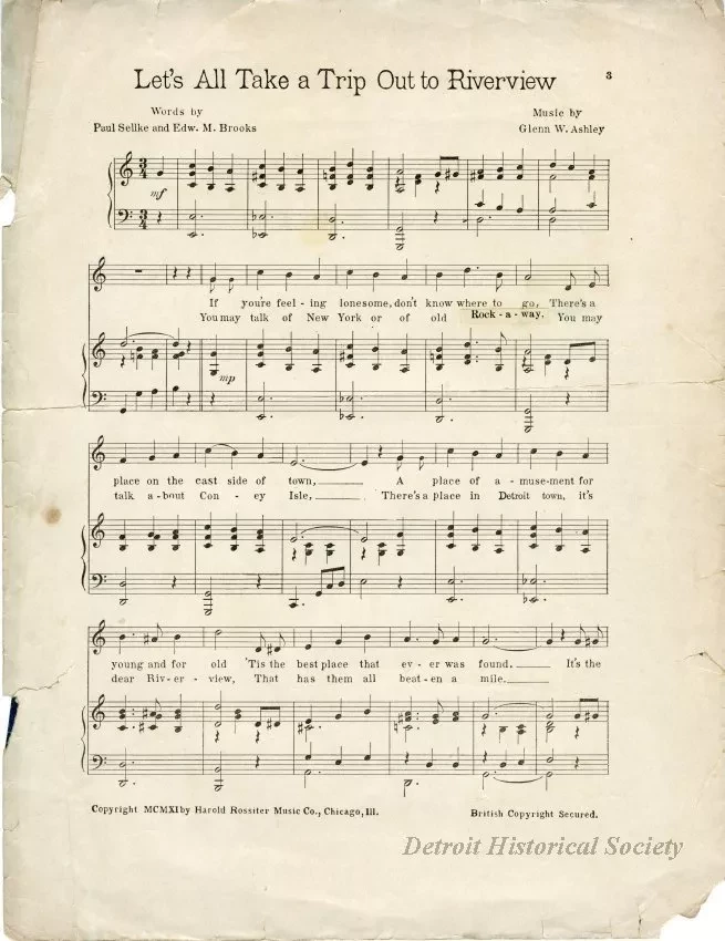 Music, Sheet - Let's All Take a Trip Out to Riverview