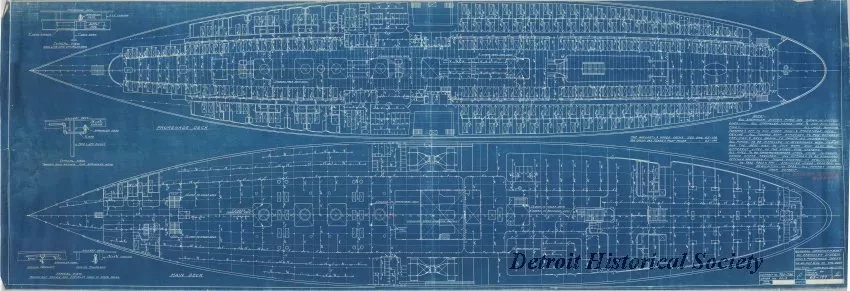 Blueprint - General Arrangement of Sprinkler System,
Main & Promenade Decks