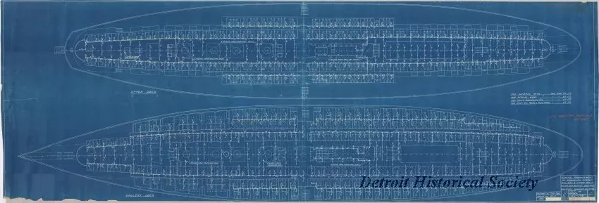 Blueprint - General Arrangement of Sprinkler System,
Gallery & Upper Decks
