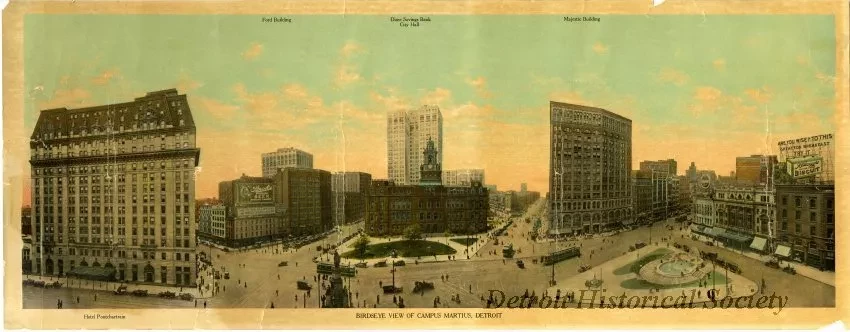 Print - Birdseye View of Campus Martius, Detroit