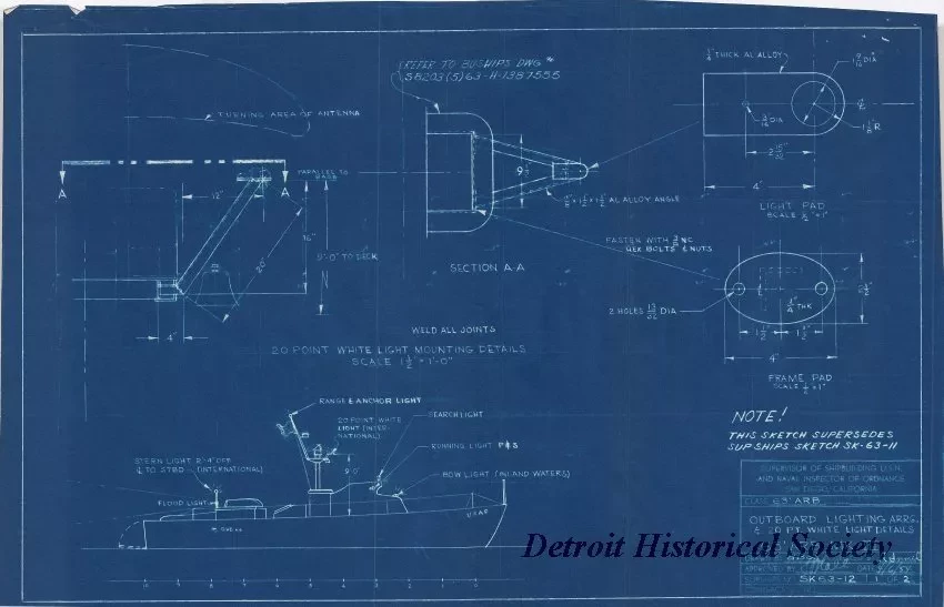 Blueprint - Outboard Lighting Arrg. & 20 Pt. White Light Details,
63' ARB Mk III