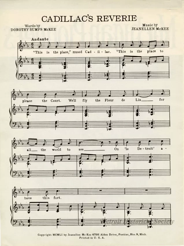 Music, Sheet - Michigan Pioneers