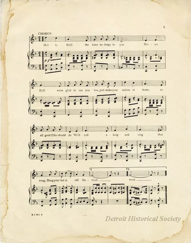 Music, Sheet - Hang Your Hat in Detroit