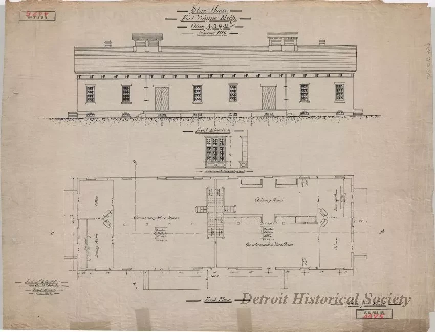 Drawing, Architectural - Store House, Fort Wayne, Michigan,
Office A.A.Q.M., November, 1889