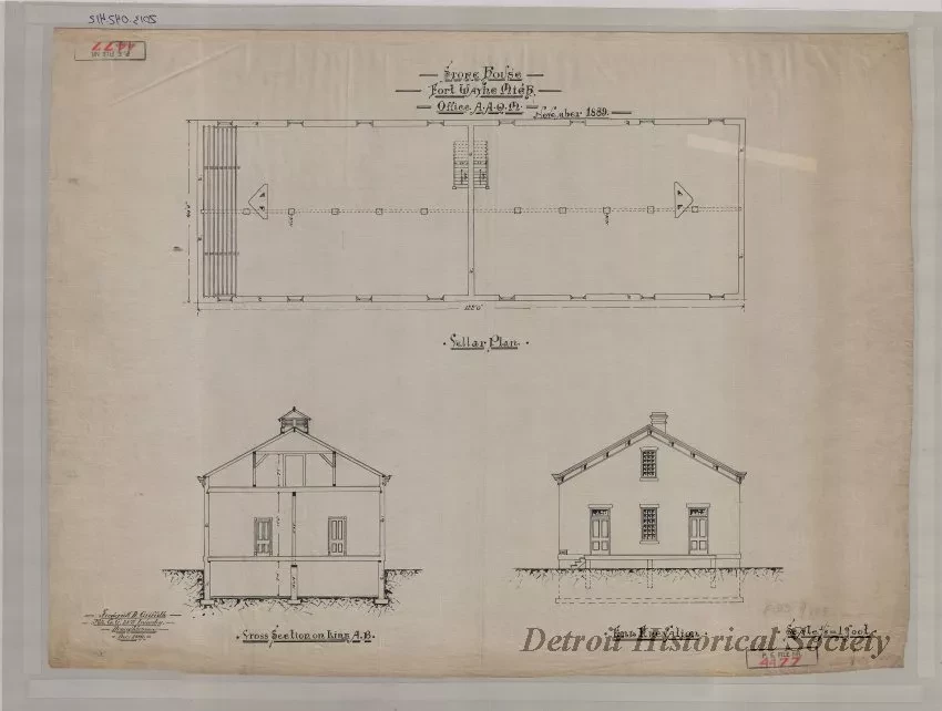 Drawing, Architectural - Store House, Fort Wayne, Michigan.
Office A.A.Q.M., November, 1889