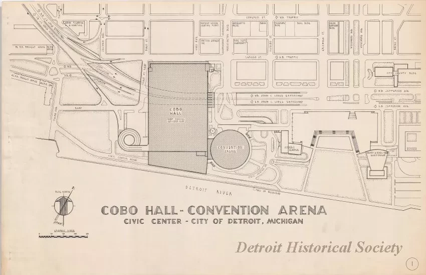 Drawing, Architectural - Cobo Hall - Convention Arena,
Civic Center - City of Detroit, Michigan