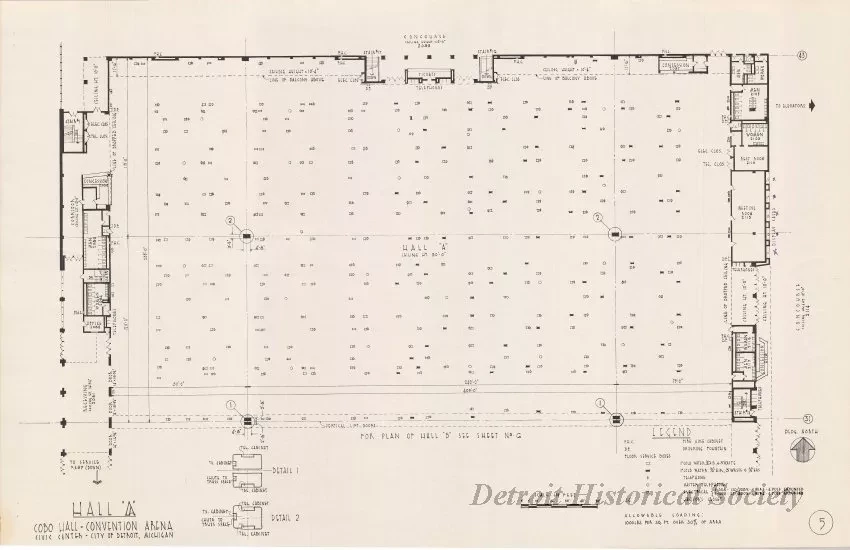 Drawing, Architectural - Hall A,
Cobo Hall - Convention Arena, 
Civic Center - City of Detroit, Michigan