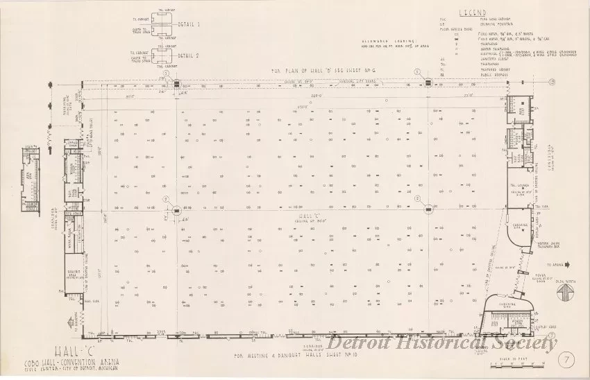 Drawing, Architectural - Hall C,
Cobo Hall - Convention Arena, 
Civic Center - City of Detroit, Michigan