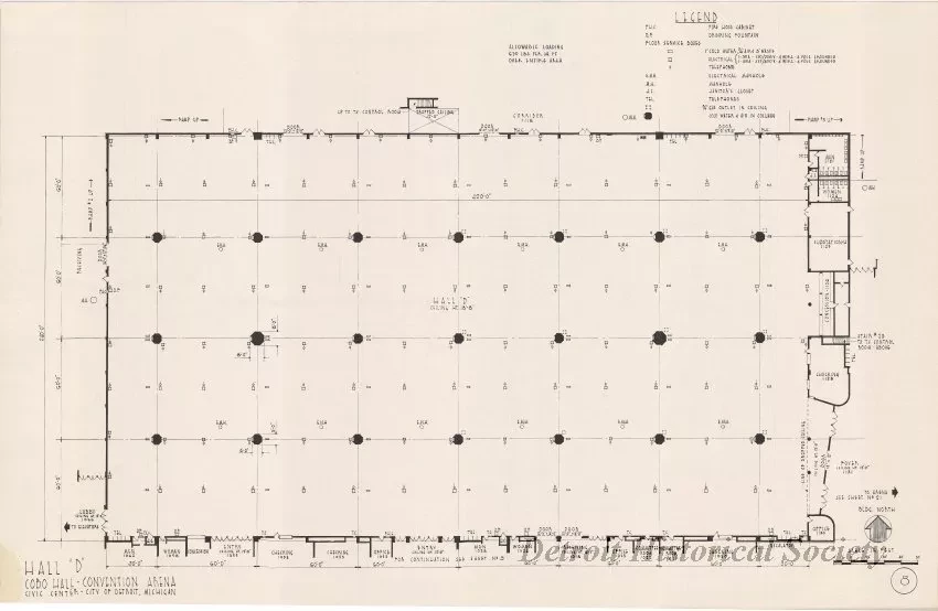 Drawing, Architectural - Hall D, 
Cobo Hall - Convention Arena, 
Civic Center - City of Detroit, Michigan