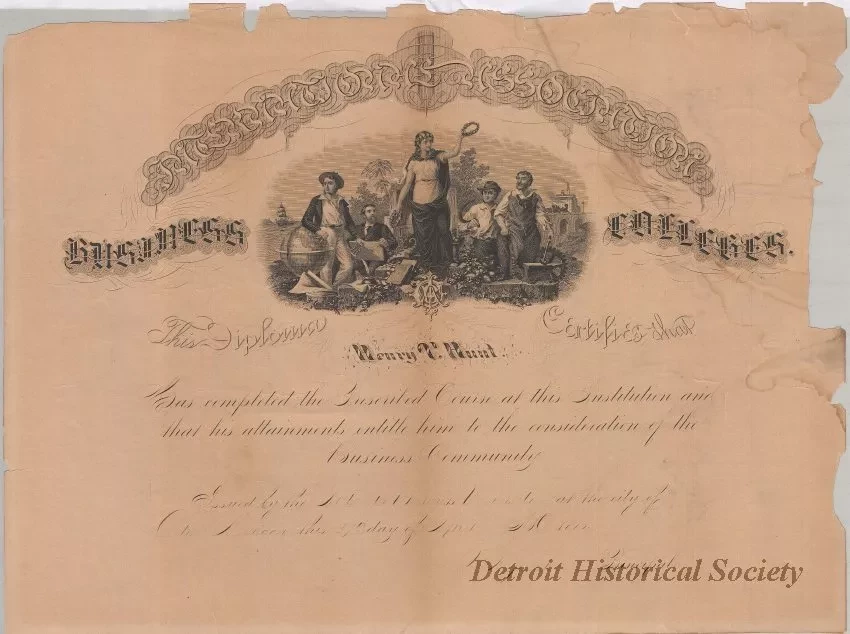Diploma - Henry T. Hunt Diploma
[Detroit Business University]