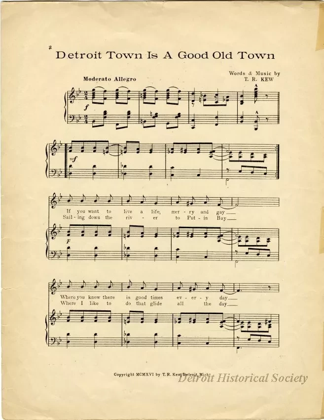 Music, Sheet - Detroit Town is a Good Old Town