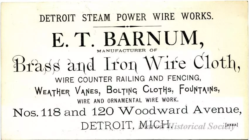 Card, Business - E. T. Barnum