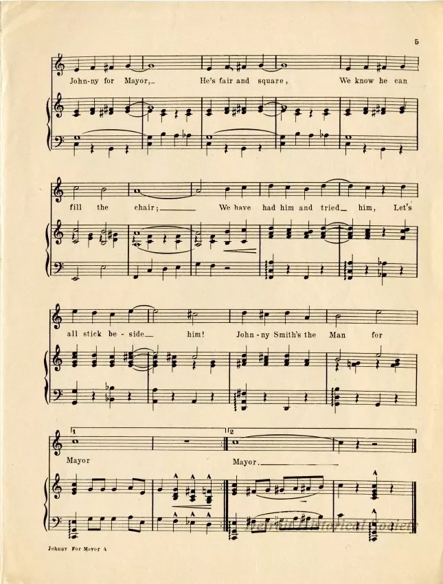 Music, Sheet - Johnny for Mayor