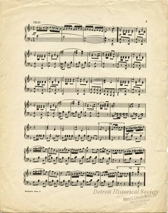 Music, Sheet - Detroit's Own 339th Infantry March