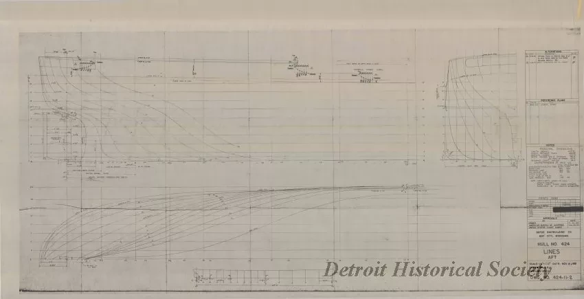 Drawing, Technical - Hull No. 424, Lines For'd 
[SS Richard M. Marshall, SS John Dykstra, SS Benson Ford]