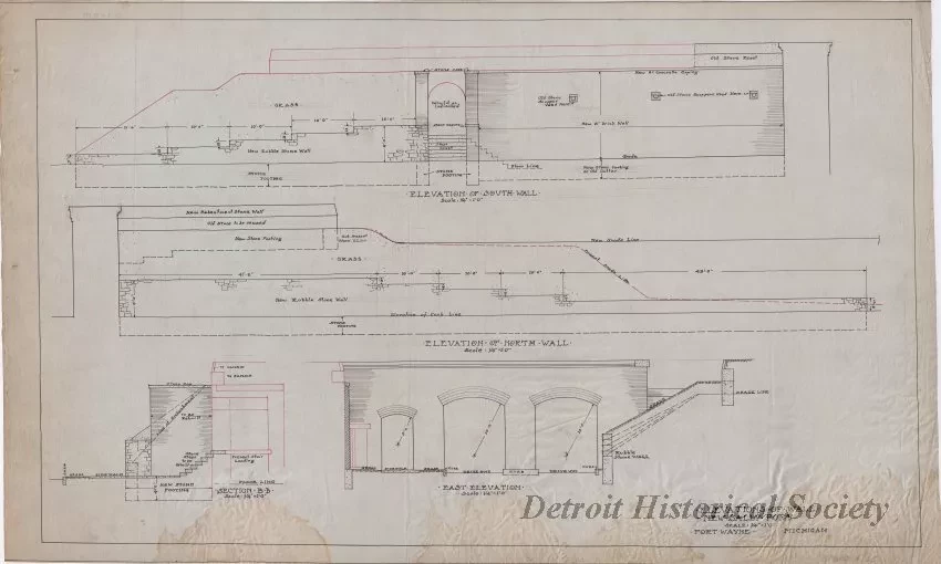 Drawing, Technical - Elevations of Wall, New Sally Port,
Fort Wayne, Michigan