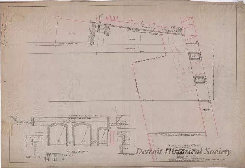 Drawing, Technical - Plan of Sally Port,
Fort Wayne, Michigan